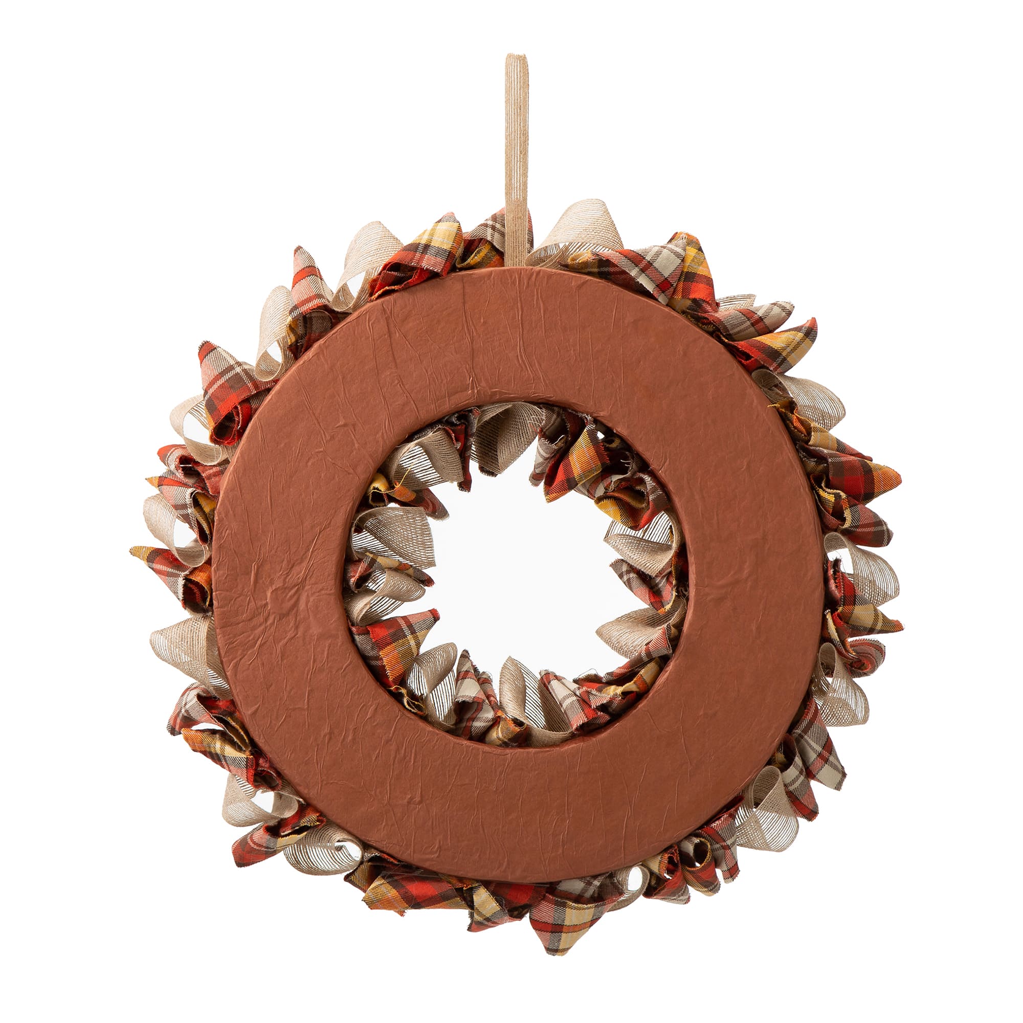 Glitzhome® 18.5" Fall Plaid Fabric Wreath